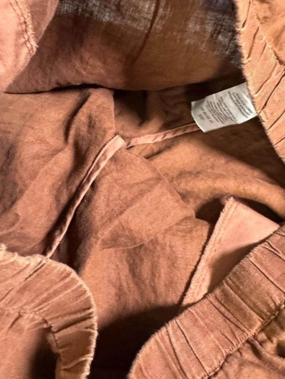 Quince Brown 100% Linen Crop Pants Womens XL Elastic Waist Relaxed Sustainable